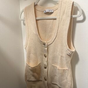 Zara Cream Button-Up Sweater Vest